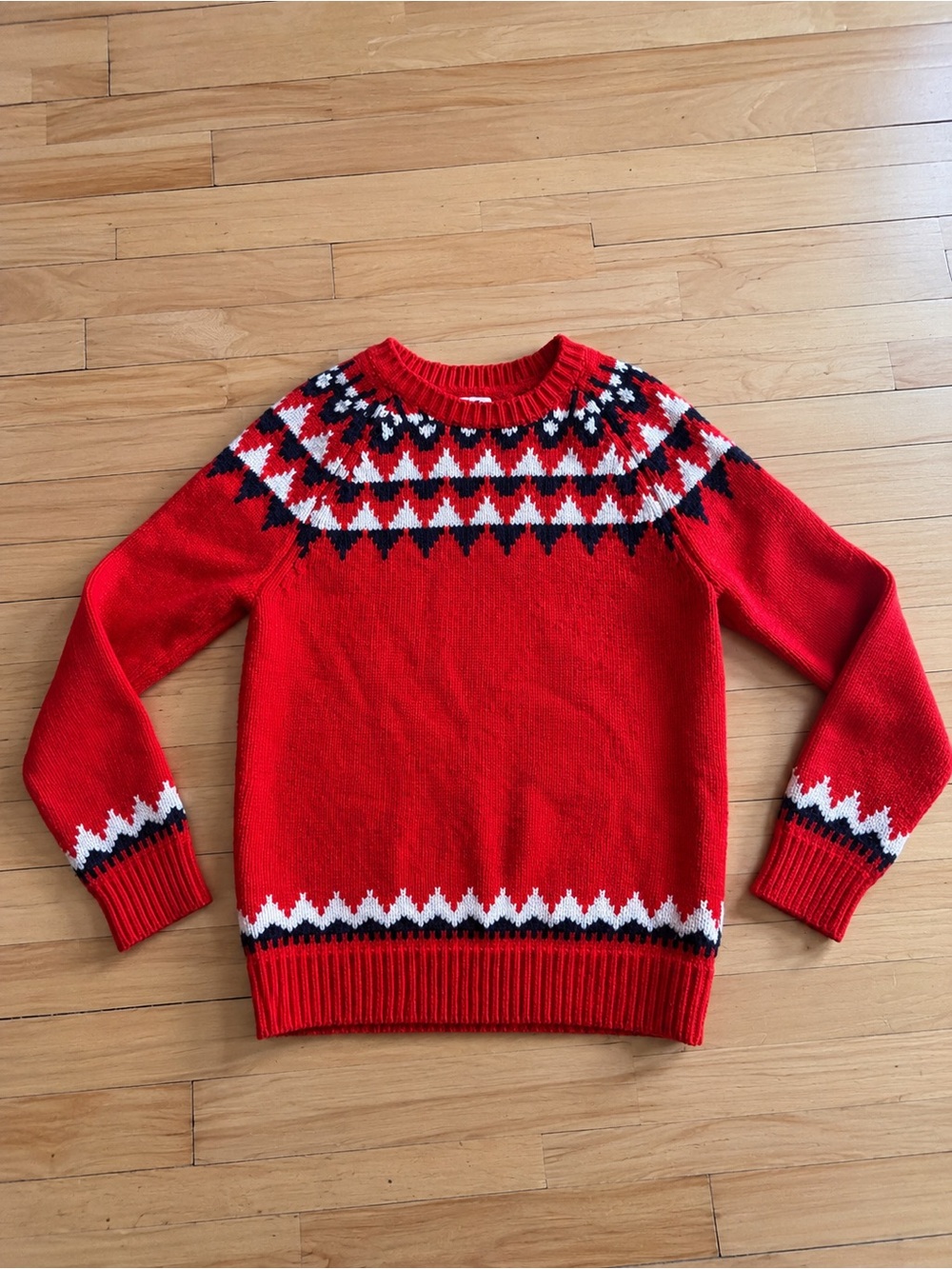 Le 31 Tricot Knitwear Red Fair Isle Pattern Knit Sweater M